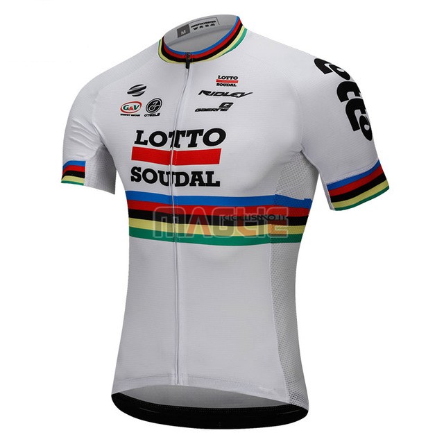 Maglia UCI Mondo Campione Lotto Soudal Manica Corta 2018 Bianco